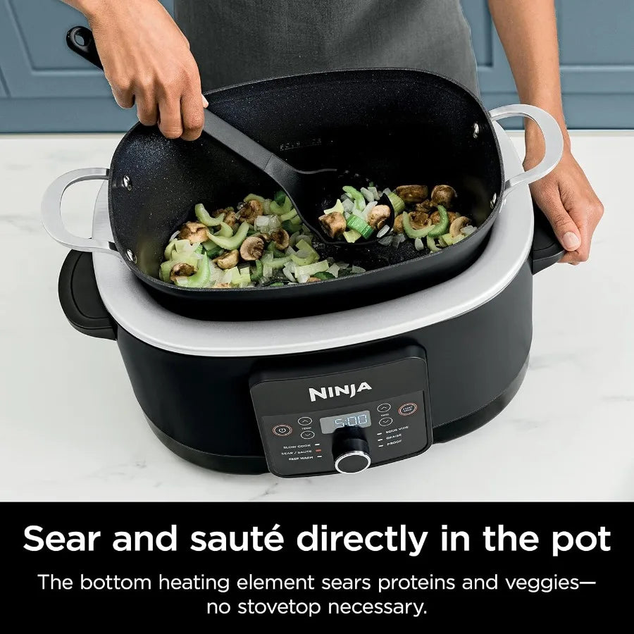 6in1 MultiCooker with Sous Vide Proof Functions for Home Kitchen 8.5 Quarts Capacity with Glass Lid and Integrated Spoon Oven S