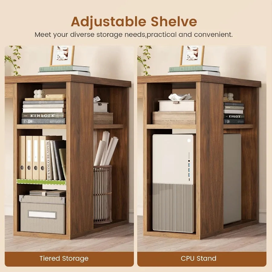 55.1 Executive Office Desk with 3 Drawers and Farmhouse Design Featuring File Drawer Storage Shelves and Built-in Power Outlet