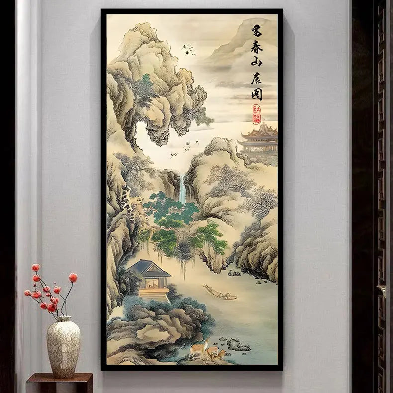 Dwelling in Fuchun Mountains  vertical version,Printed on canvas 11CT Cross Stitch Embroidery kit,needlework Set Cross-Stitch