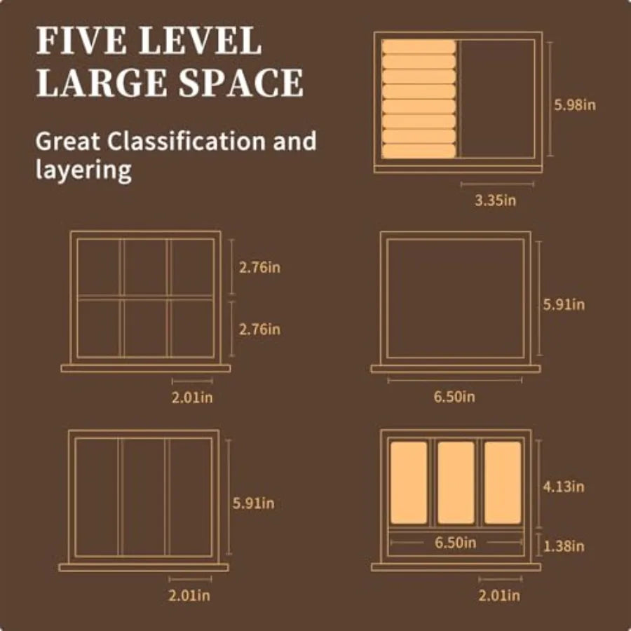 Glass Jewelry Box 5-Layer Storage Case Jewerly Boxes for Women Girls Jewelry Gift Decorative Boxes Art Painting Tabletop Orname