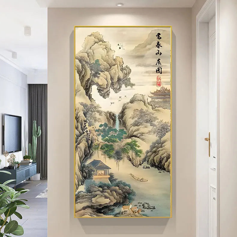 Dwelling in Fuchun Mountains  vertical version,Printed on canvas 11CT Cross Stitch Embroidery kit,needlework Set Cross-Stitch