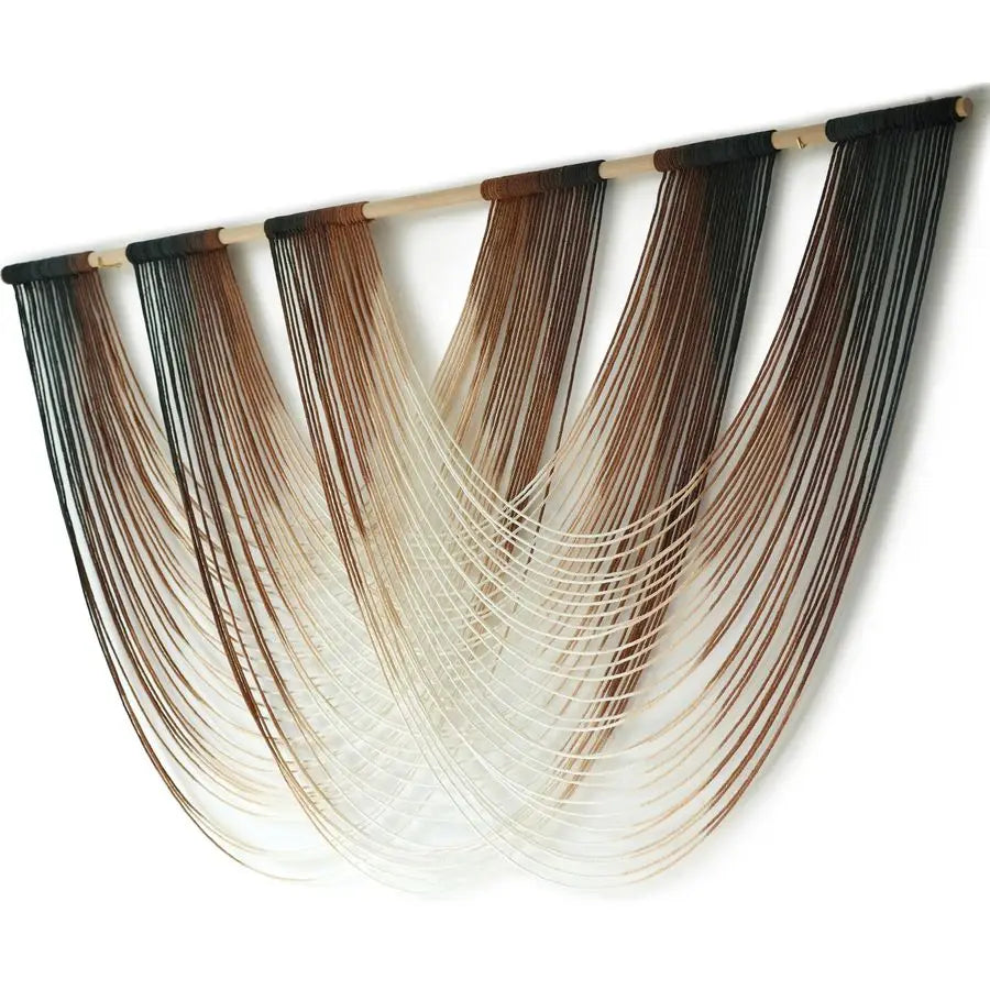 Wall Hanging Brown Dip Dyed Large Fiber Yarn Wall Art Boho Wall Decor Boho Bedroom Living Room Wall Decor,59 W x 33 L