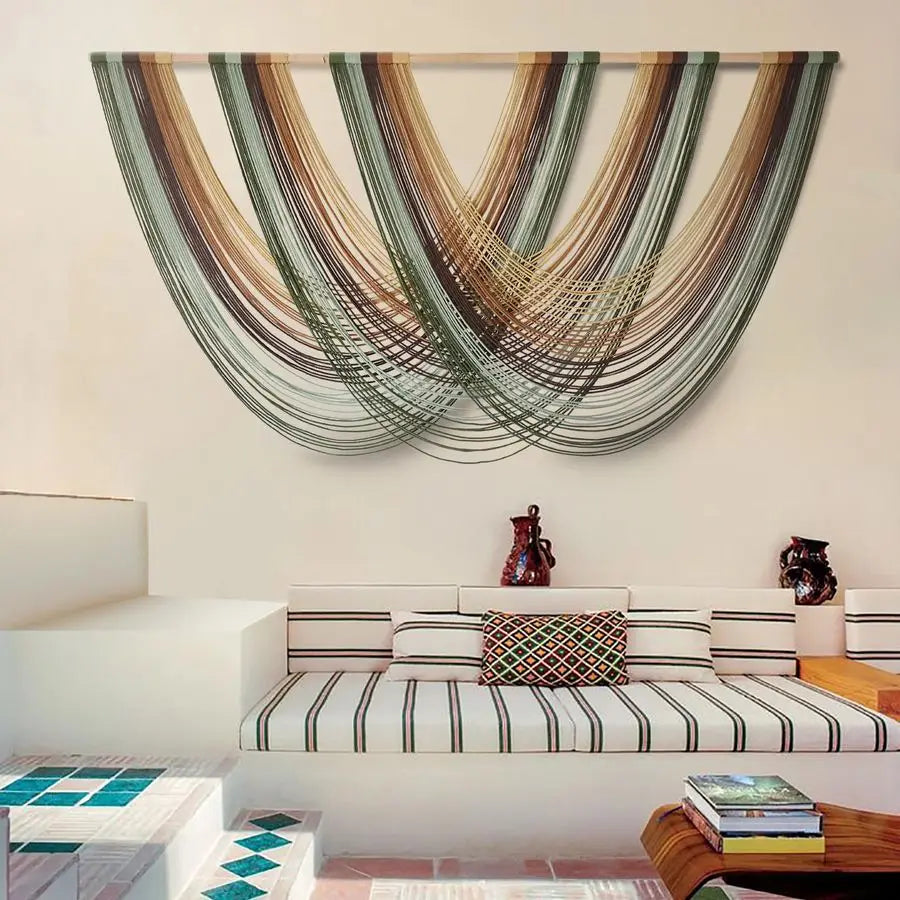 Macrame Wall Hanging Boho Wall Decor Yarn Wall Art Tapestry Bedroom Living Room Nursery Apartment Home Decor 57 W x 31 L