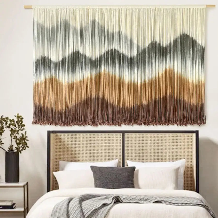 Macrame Wall Hanging Mountain Wall Art DipDyed Macrame Wall Decor Modern Wall Decor Fiber Wall Art Craftsmanship 57 Wx35 L