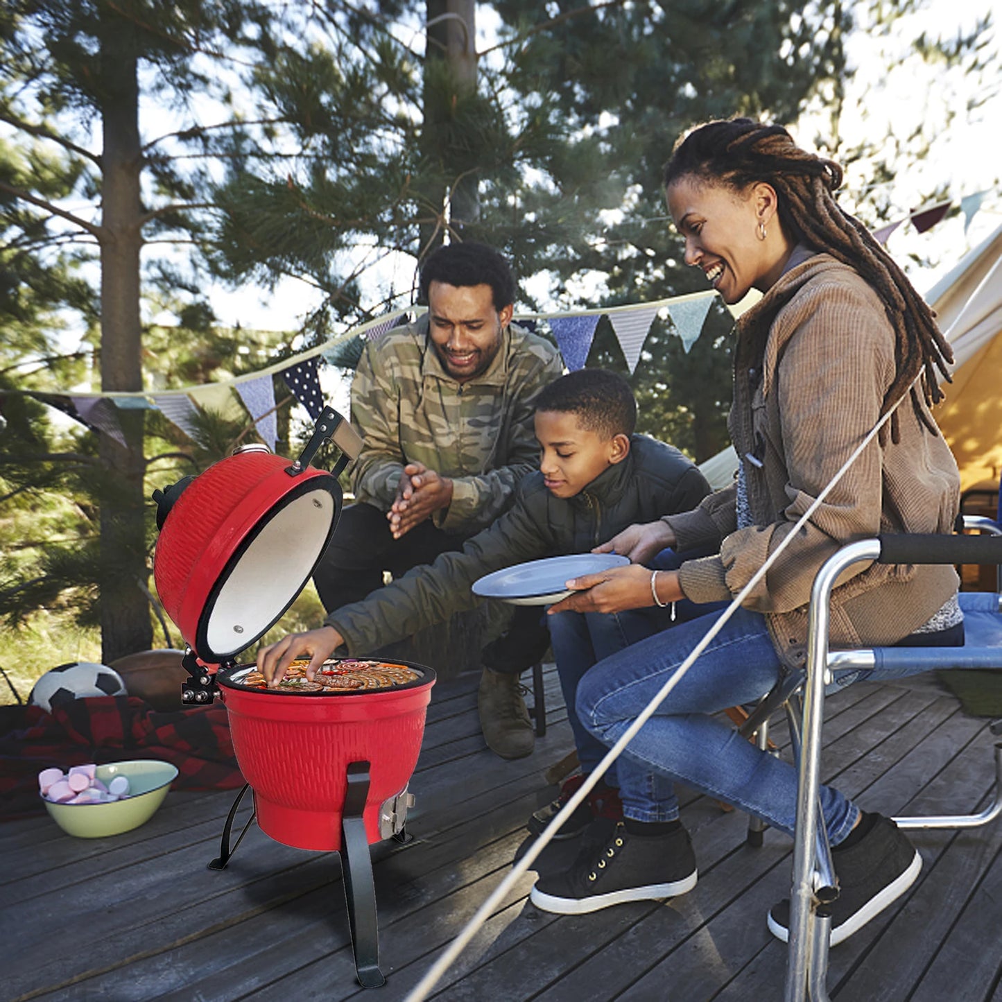 Round Charcoal Grill Ceramic Asador Kamado Charcoal Grills 13 Inch Orange Kitchen Smoker Barbecue Outdoor BBQ