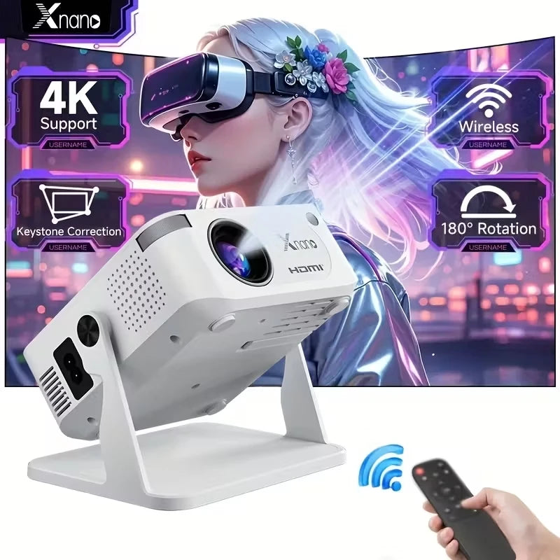 Xnano HA109 Mini Projector Android11 WiFi6 BT5.0 280 ANSI 720P Built-in App Mirror SmartPhone for 1080P 4K Video Home Cinema