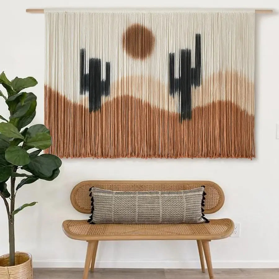 Macrame Wall Hanging Macrame Wall Decor 57 W x 35 L Desert Cactus TieDye Large Boho Yarn Wall Decor Scale Wall Art Home Decor