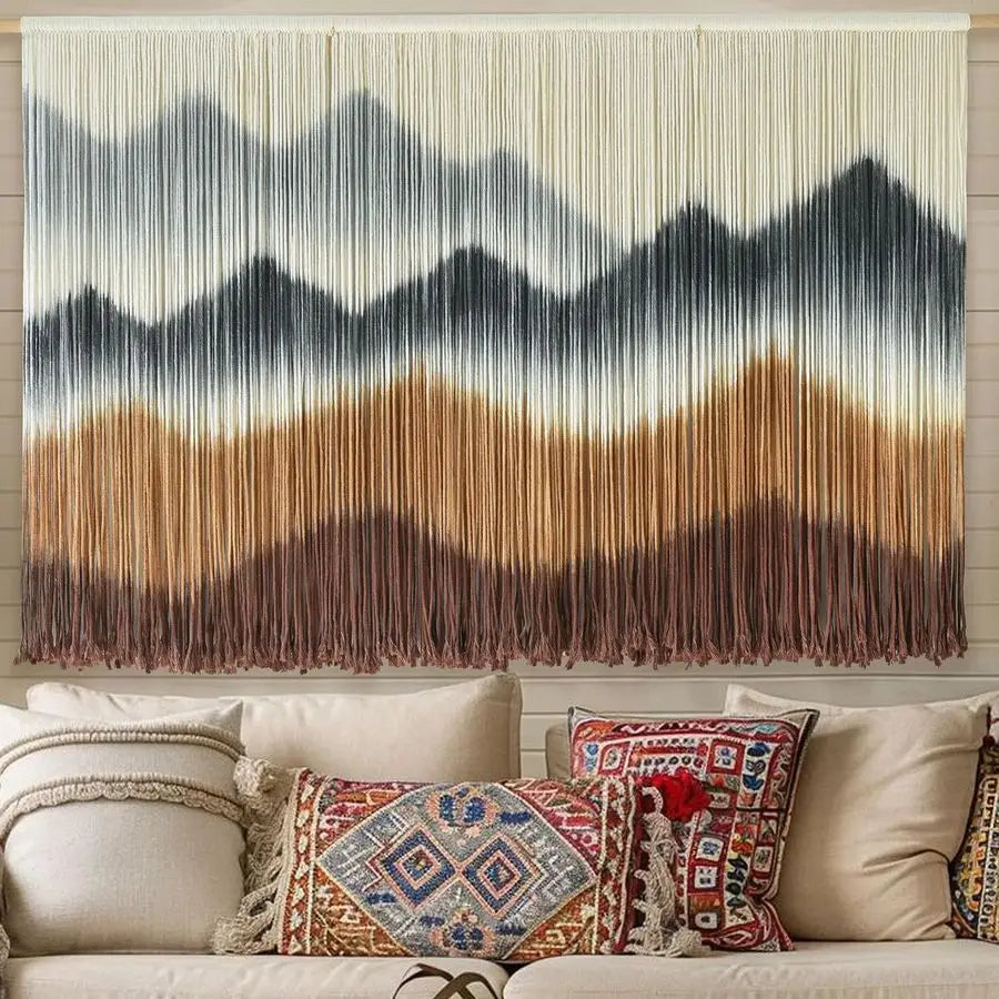 Macrame Wall Hanging Mountain Wall Art DipDyed Macrame Wall Decor Modern Wall Decor Fiber Wall Art Craftsmanship 57 Wx35 L