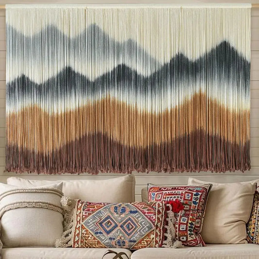 Macrame Wall Hanging Mountain Wall Art DipDyed Macrame Wall Decor Modern Wall Decor Fiber Wall Art Craftsmanship 57 Wx35 L
