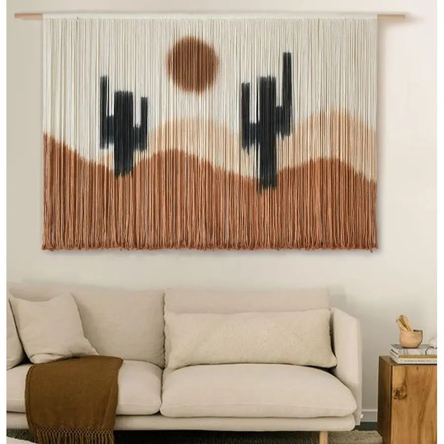 Macrame Wall Hanging Macrame Wall Decor 57 W x 35 L Desert Cactus TieDye Large Boho Yarn Wall Decor Scale Wall Art Home Decor