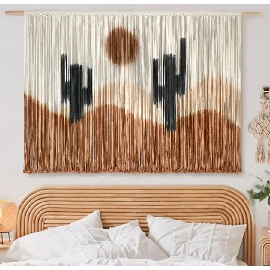 Macrame Wall Hanging Macrame Wall Decor 57 W x 35 L Desert Cactus TieDye Large Boho Yarn Wall Decor Scale Wall Art Home Decor