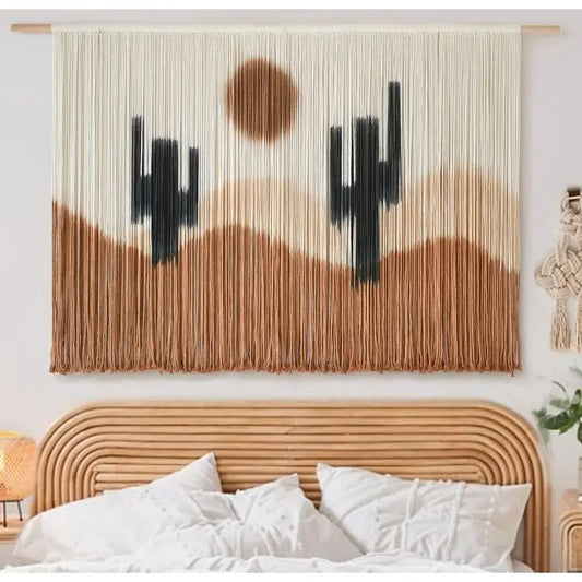 Macrame Wall Hanging Macrame Wall Decor 57 W x 35 L Desert Cactus TieDye Large Boho Yarn Wall Decor Scale Wall Art Home Decor