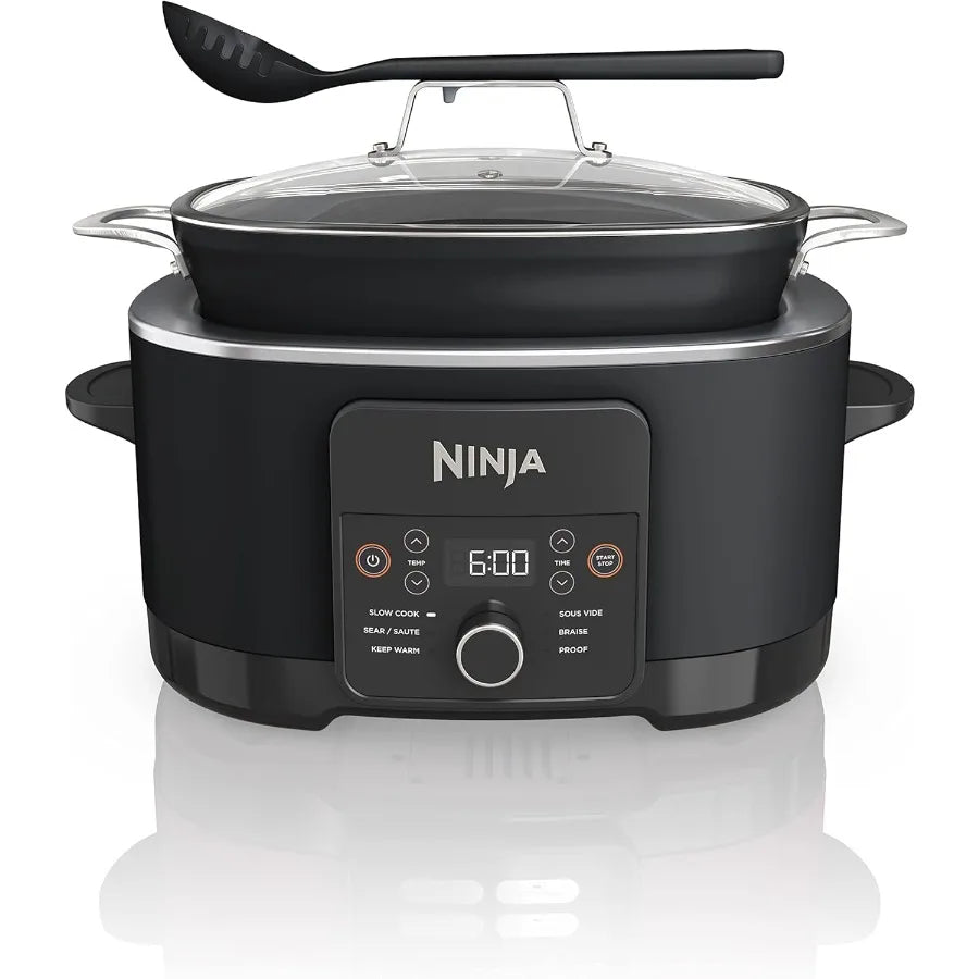 6in1 MultiCooker with Sous Vide Proof Functions for Home Kitchen 8.5 Quarts Capacity with Glass Lid and Integrated Spoon Oven S