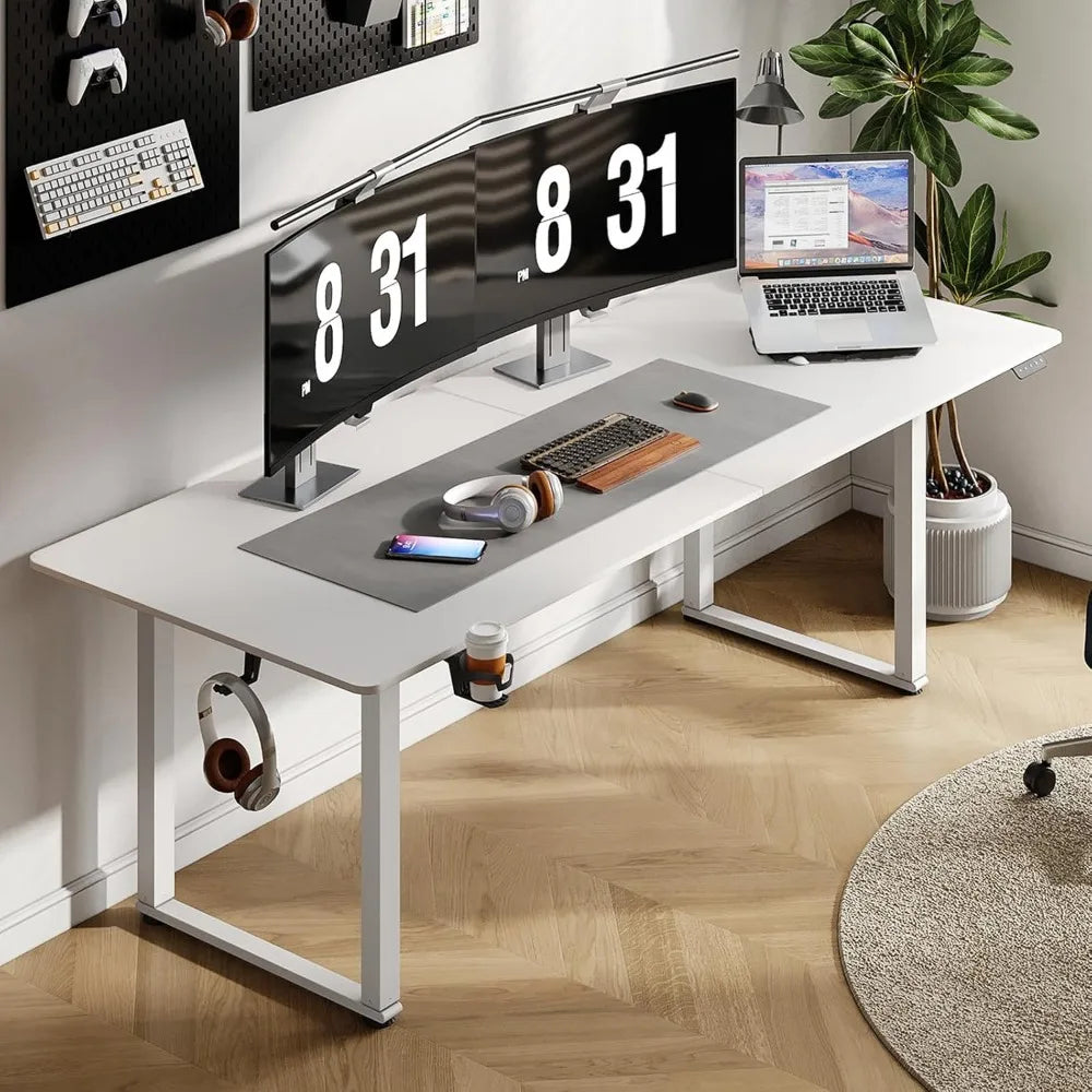 Standing Desk, 71x32 Inches Rectangle Stand Up Desk with 4 Legs, Dual Motor and Memory Controller, Adjustable Height from 28-46