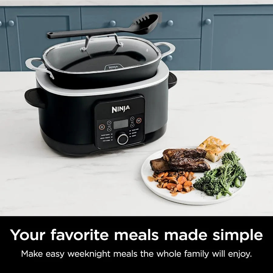 6in1 MultiCooker with Sous Vide Proof Functions for Home Kitchen 8.5 Quarts Capacity with Glass Lid and Integrated Spoon Oven S