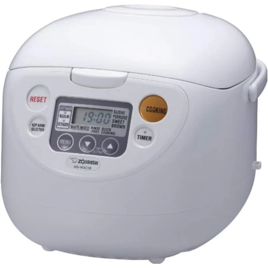 10-Cup Rice Cooker and Warmer in Cool White for Kitchen Use with Durable Non-Stick Interior and Energy Efficient Heating