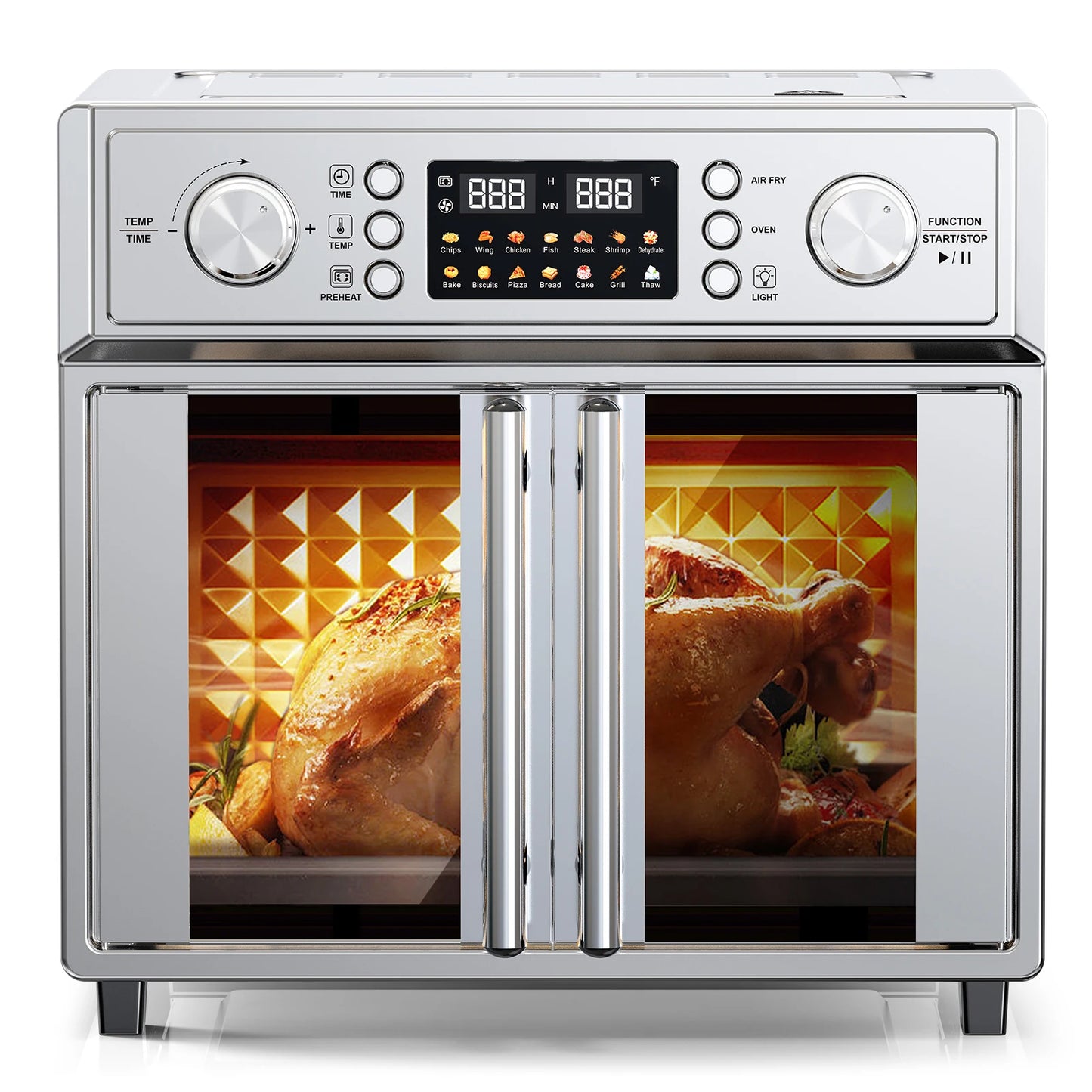 29.5QT 7-in-1 Air Fryer Toaster Oven, 14 Presets, 1700W Stainless Steel with 360° Hot Air, Interior Light, Easy-Clean Tray