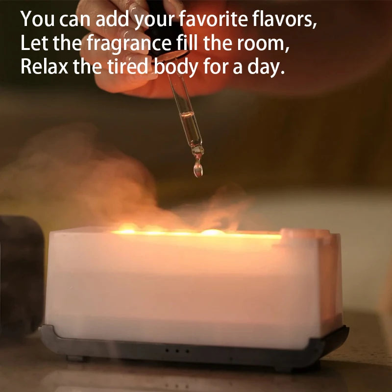 Flame Aroma Diffuser,Fragrance Essential Oil Diffuser Humidifier,with 3D Flame Night Light 120mL for Bedroom, Home and Office