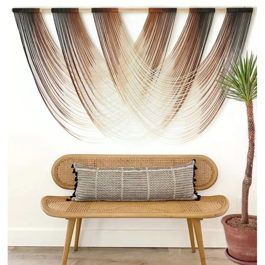 Wall Hanging Brown Dip Dyed Large Fiber Yarn Wall Art Boho Wall Decor Boho Bedroom Living Room Wall Decor,59 W x 33 L