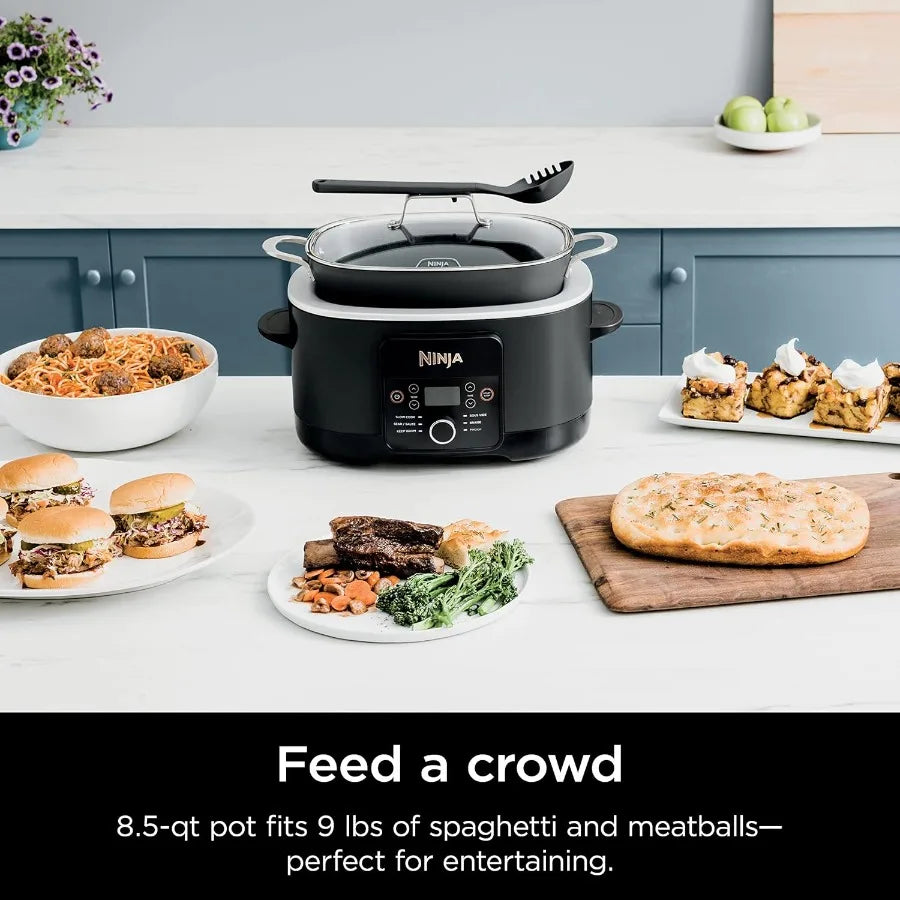 6in1 MultiCooker with Sous Vide Proof Functions for Home Kitchen 8.5 Quarts Capacity with Glass Lid and Integrated Spoon Oven S