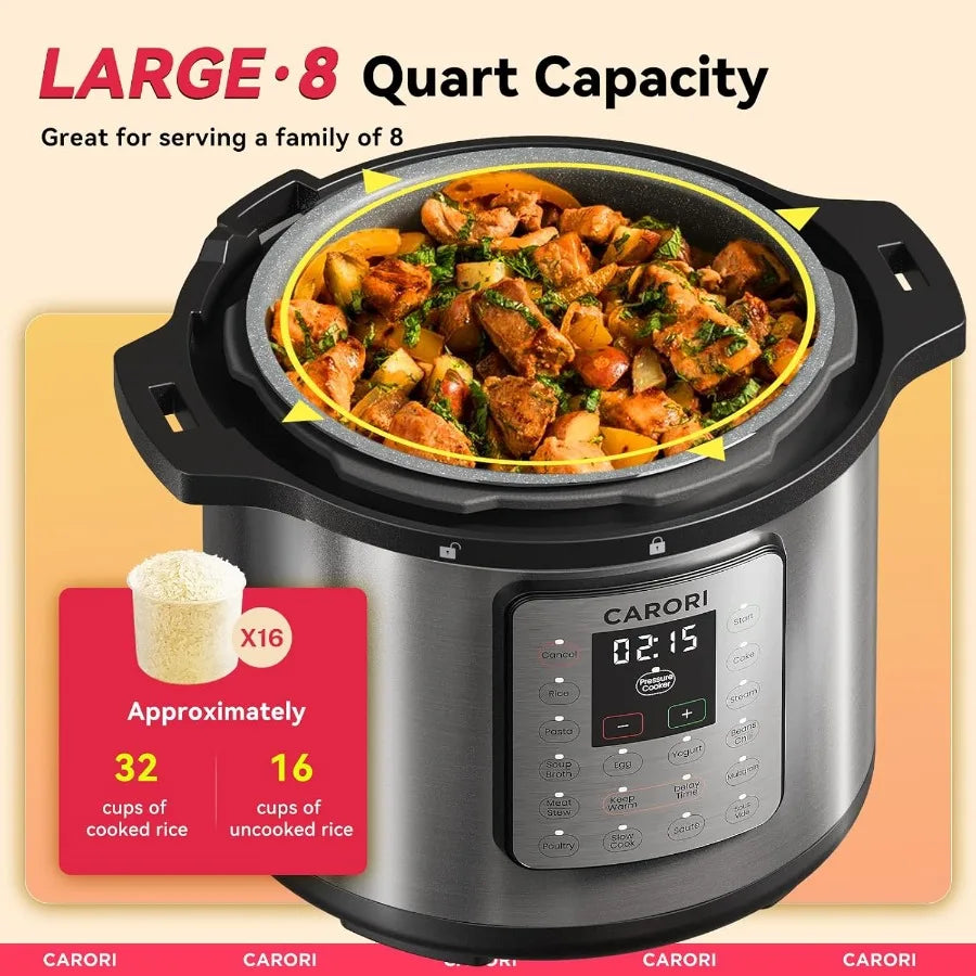 1200W 12in1 Electric Pressure Cooker 8Qt Stainless Steel MultiCooker for Home Kitchen Use Combines Slow Cooking Rice Cooking St