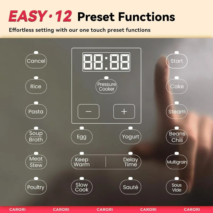 1200W 12in1 Electric Pressure Cooker 8Qt Stainless Steel MultiCooker for Home Kitchen Use Combines Slow Cooking Rice Cooking St